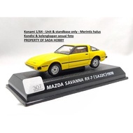 DIECAST MOTUBA KONAMI 1/64 MAZDA SAVANNA RX7 SA22C YELLOW UNIT & STANDBASE ONLY CADATOYS