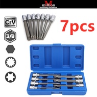 7pcs 3/8 inch Hexagon / Torx / 12-Point Extension Socket Adapter Wrench Spanner Socket Wrench Set Sl