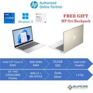 HP Laptop 14-ep0135tu gold, ep0136tu silver (Intel Core i3 N305, 8gb ram, 512gb ssd, Intel UHD Graph