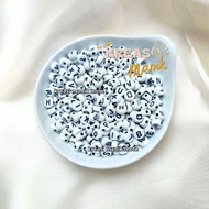 (CHOOSE LETTER) White Round AZ Letter Beads Bracelet / DIY Bracelet Beads / DIY Handicraft Beads / L
