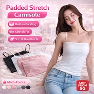 (FOREVER $2) Women Padded Tube Top Camisole Stretchable Solid Color with Thin Straps for Layering Ca