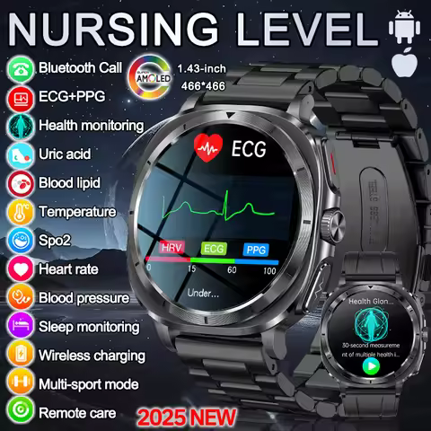 Popular New Health Expert Smart Watch Men ECG+PPG Blood Lipids Uric Acid Blood Pressure Body Analysi