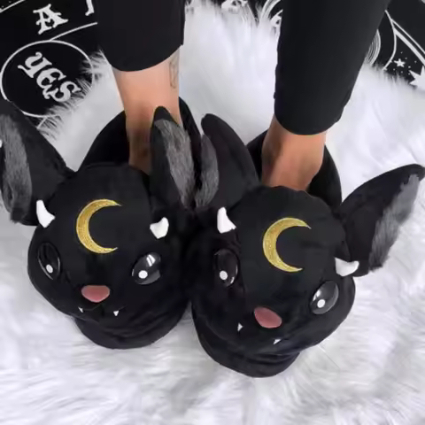 Michael Myers Slippers Devil Rabbit Women Plush Slippers Black Blood Dark Lord Horror House Shoes Wa