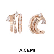 Parfait Pearl Earcuff ต่างหูเงินแท้ ชุบทอง 18K โรสโกลว์ ต่างหูหนีบ