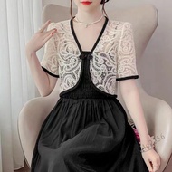 Màu đen thêu màu đen lụa Bolero - áo ngắn Filipiniana áo cho phụ nữ