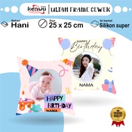 Kenwustore Custom Photo Frame Birthday Pillow for Girls 25x25 cm - Birthday Gift for Girls - Birthda