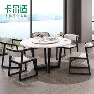 Stock up5-20 Day white marble dining tables and chairs combination set simple modern round table woo