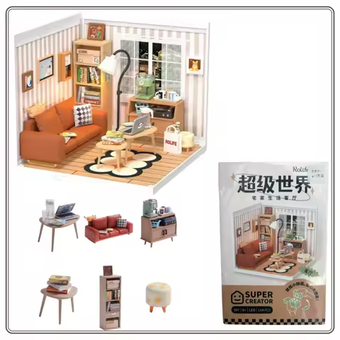 New Robotime Rolife Plastic Toys 3D Puzzle Puzzle Super Store Cozy Living Lounge Plastic DIY Miniatu