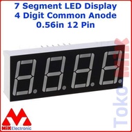 7 Segments SEVEN SEGMENT LED DISPLAY 4-DIGIT COMMON ANODE 0.56 IN 12P