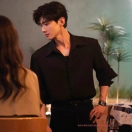 Bai Jingting Black Spring/Autumn Shirt Suit with Inner Tie