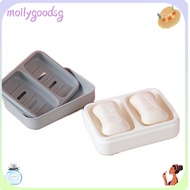 MOILYGOODSG 2 Pcs Soap Dish, 2 Divided Compartments 2 Colours Bathroom Soap Dishes,  Plastic Rectang