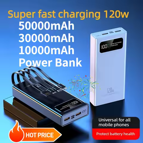 50000mAh 30000mAh 10000mAh 120W Power Bank for IPhone Huawei and Xiaomi Mobile Phones PowerBank with