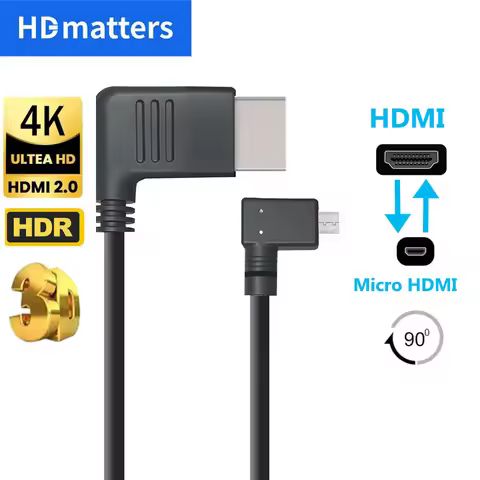 Angled Micro HDMI Cable 4K 60Hz HDMI to Micro HDMI Bi-directional Cable with double Angled Plug HDMI