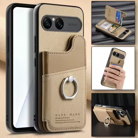 PU Leather Flip Wallet Card Slot Case For Sony Xperia 10 VII Ring Holder Phone Shockproof Cover For 