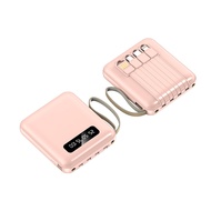Mini Power Bank 20000mAh with 4 in 1 Built in Cable DETACHABLE Cables Powerbank with LED Light Portable Mini Ultra Slim Charging Power Banks Led Display