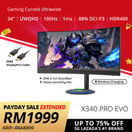 PRISM+ X340 PRO EVO | 34" 180Hz Curved Ultrawide 21:9 UWQHD [3440 x 1440] 120% sRGB Gaming Monitor