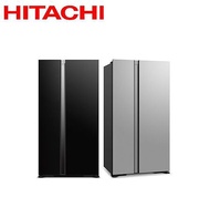 (員購)Hitachi 日立 雙門對開595L變頻琉璃冰箱 RS600PTW - 含基本安裝+舊機回收琉璃黑(GBK)