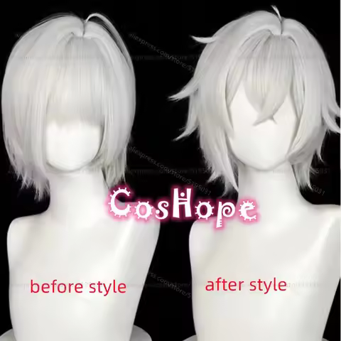 ZZZ Seth Lowell 30cm Short Hair Silver White Wig Cosplay Anime Wigs Heat Resistant Synthetic Wigsk;3