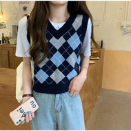 Vest Korea argyle knit sido