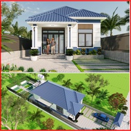 Dk278 7m5 x 17m8 Japanese Roof House Design Drawing Printed on A3 Paper, Full 3D Color, Architecture