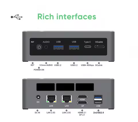 Topton Intel Core Ultra 9 185H 7 165H 5 125H OCulink Mini PC Gamer USB4 2x2.5G LAN 2xPCIe4 Windows 1