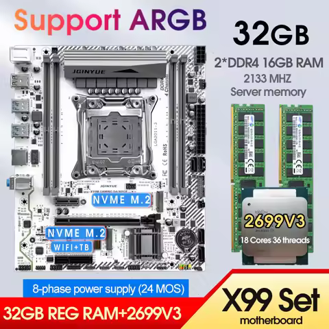 X99 GAMING D4 Motherboard Combo set kit Xeon E5 2699 V3 CPU Kit LGA2011-3 2*16GB= 32GB DDR4 2133MHZ 