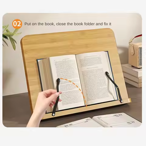 8 Adjustable Tilt Angles Wooden Book Stand Multi-Functional Folding Reading Holder Comfortable Readi