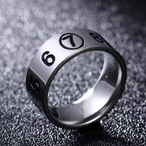 8mm Titanium Steel Number Ring Size 7~13 Week Master Logo Symbol Customize Ring Engraved Ring Custom