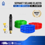 Paket Semprotan Air Hitam Cuci Motor Selang Elastis 20-25 Meter Super Kencang COD
