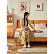 Sit-up/Japanese Tatami Bed Owner Bed Solid Wood Double Bed Simple Bedsideless Backrest Bed Nordic Fl