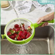 [lzdhuiz3] Salad Dryer Basket Fruit Washer Cooking Multiuse Press Type Draining Lettuce Vegetables Washer Dryer for Onion Fruit Spinach