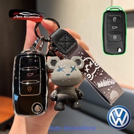Volkswagen Polo car key case Volkswagen Tiguan Passat B5 B6 B7 Golf Beetle key covers bear keychain