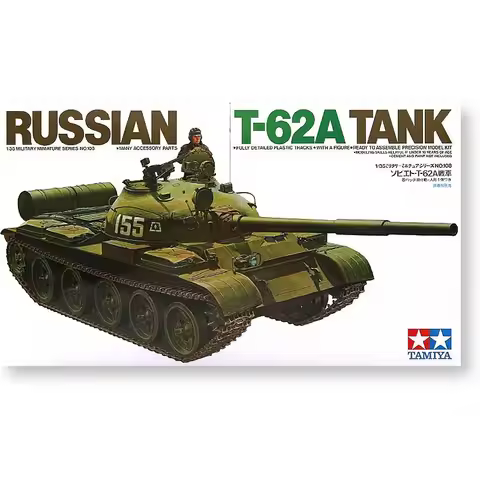 Tamiya 35108 1/35 Scale Russian T-62 Tank Assembly Model Building Kits Hobby Plastic Toys For Adults