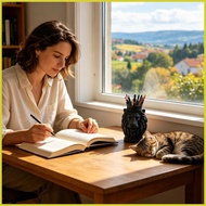 Desk Pen Holder Small Lion Shape Pencil Organizer Makeup Brushes Cup for Students Writers Authors Te