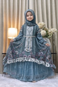 Gamis Muslimah Ceruty Babydoll Kombinasi Brokat Chantilly Usia 3-12 Tahun | Gamis Arabel Sultan Incl