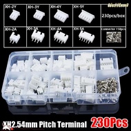 WATTLEMI 230Pcs Pin Connector, 2p 3p 4p 5pin Housing Kit 2.54mm Pitch Terminal, XH2.54 Male And Fema
