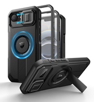 Dexnor เคส16e iPhone[กรอบด้านหน้า2กรอบ] [ฝาครอบกล้องเลื่อนและขาตั้ง] ในตัวเข้ากันได้กับเคสพร้อมฟิล์ม