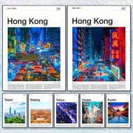 Minimalist Cityscape Canvas Print Hong Kong Taipei Osaka Home Decor