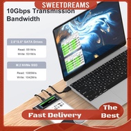 Dual Bay External HDD Enclosure Type-C 10Gpbs M.2 Nvme SSD Case Clone Duplicator 2.5/3.5inch SATA HD
