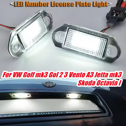 2Pcs LED Number Plate Lamp White License Plate Light For VW Golf III MK3 Jetta Vento Skoda Octavia 1