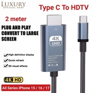 HDMI USB Type C To HDTV Cable 4K Converter Adapter Thunder Bolt 3 Series iphone 15 16 17