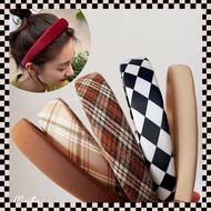 Women Girl Nude Plain Color Checkered Sponge Hair Band Korean Fashion Fashion Hair Ties Acessories H