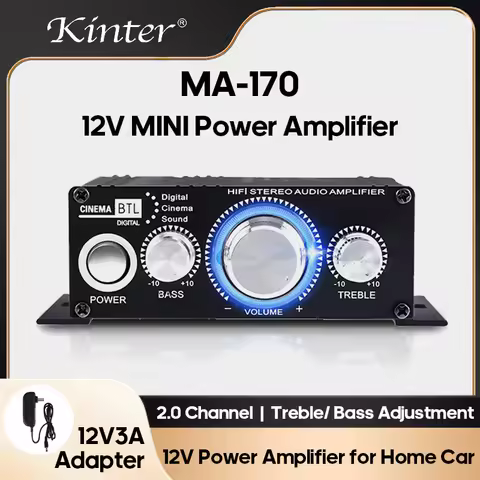 KINTER Bluetooth Power Amplifier 12V AMP 2-channel Car Music Player Speaker Audio Amplifier RCA MA-1