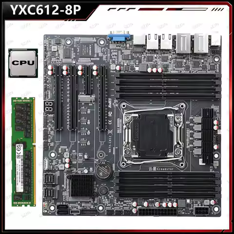 Cloud Star C612-8P M-ATX LGA2011-3 8 DDR4 Slots Support ECC RECC RAM M.2 NVMe Quad 2.5G LAN BMC PCIe