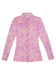 KLOSET The Lucky Number Print (PF23-T011) เสื้อเชิ้ตแขนยาวผ้ายืด คอปก