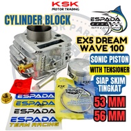 【RAYA SALE】ESPADA RACING SONIC BLOCK + TENSIONER + PISTON SONIC + RING FULL SET EX5 DREAM WAVE100 53