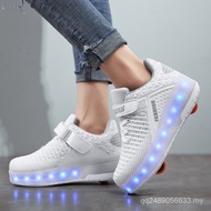 Roller Skating Shoes Kids Double Wheeled Heelys Adult Flash Luminous Pulley Shoes Rechargeable LED S
