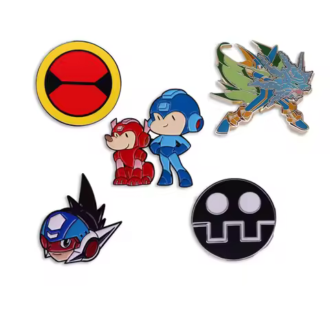 Megaman Video Game Enamel Pins Fun Grid Battle Metal Badge Student School Bag Pins Kids Brooch Jewel