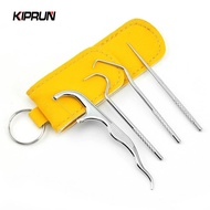 KIPRUN Portable Stainless Steel Toothpick Reusable Travel Camping Fruit Fork Dental Floss Toothpick 