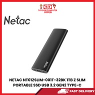 NETAC NT01ZSLIM-001T-32BK 1TB Z SLIM PORTABLE SSD USB 3.2 GEN2 TYPE-C